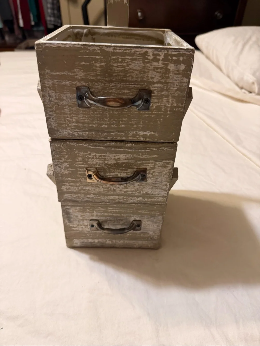 New Rustic Garden Step Planter - Weathered Gray- mini 3 tiered gardening planter